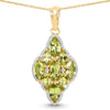 14K Yellow Gold Plated 4.02 Carat Genuine Peridot & White Topaz .925 Sterling Silver Pendant