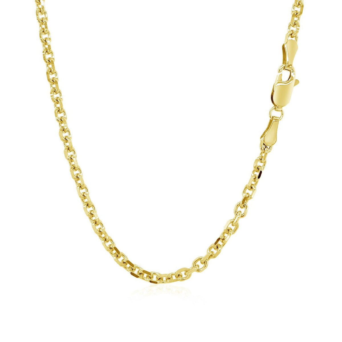 Cadena de eslabones tipo cable con corte de diamante de oro amarillo de 14k y 3.1mm