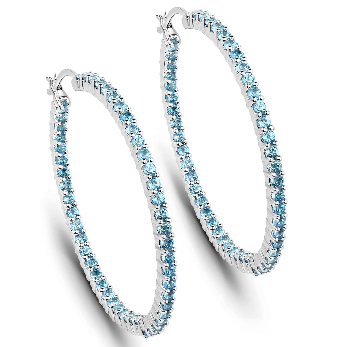 Pendientes de plata esterlina .925 con topacio azul suizo auténtico de 3,60 quilates