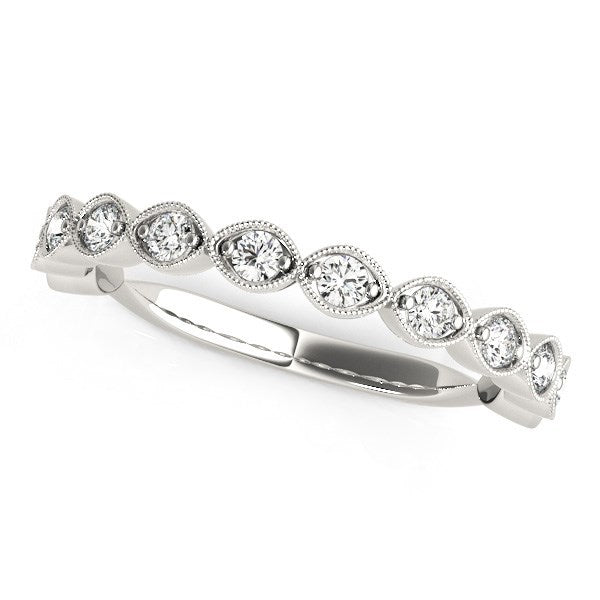 Anillo de boda de oro blanco de 14 quilates con diamantes de estilo antiguo (3/8 quilates en total)