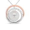 14K Rose and White Gold 3/8 Cttw Pave Diamond and 9mm Round Pearl Spiral Openwork 18