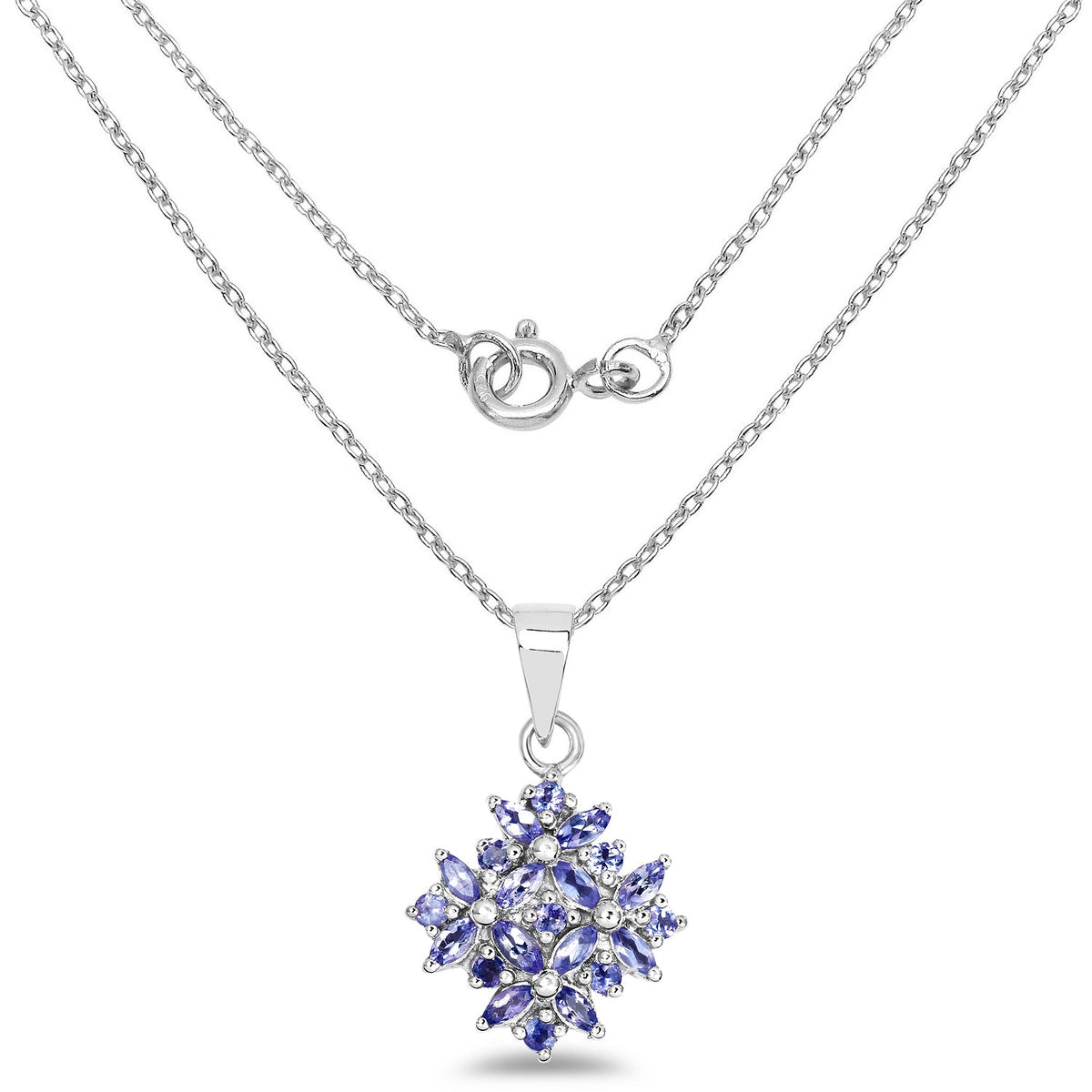 1.50 Carat Genuine Tanzanite .925 Sterling Silver Pendant - imagen 2 de 4