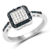 0.28 Carat Genuine Blue Diamond and White Diamond .925 Sterling Silver Ring