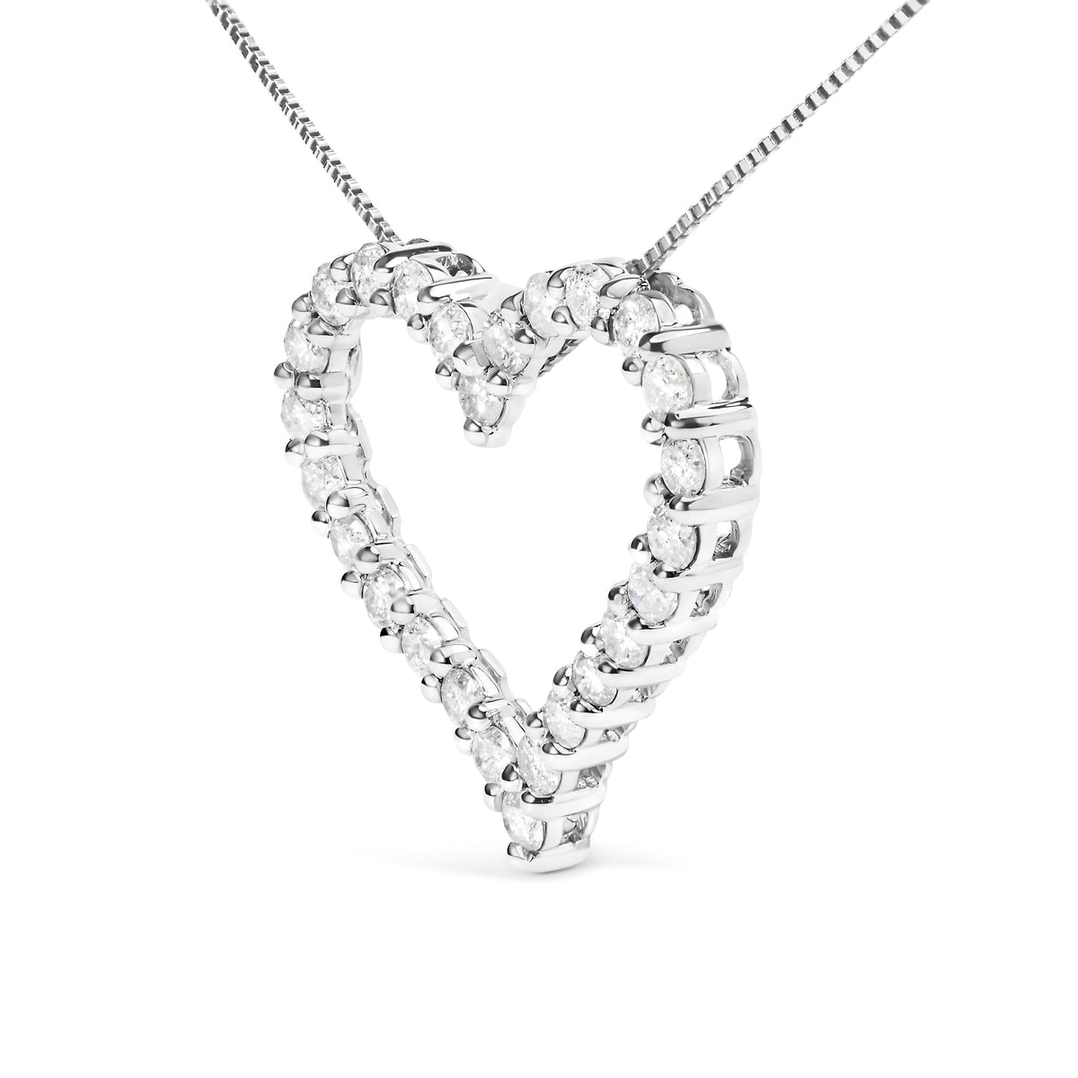 .925 Sterling Silver 2.0 Cttw Diamond Open Heart 18" Pendant Necklace (I-J Color, I2-I3 Clarity) - image 3 of 7