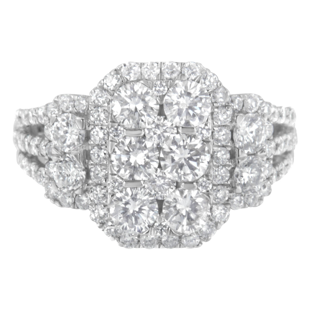 14K White Gold 2 1/4 Cttw Diamond Cocktail Cluster Ring (G-H Color, SI2-I1 Clarity) - Size 7
