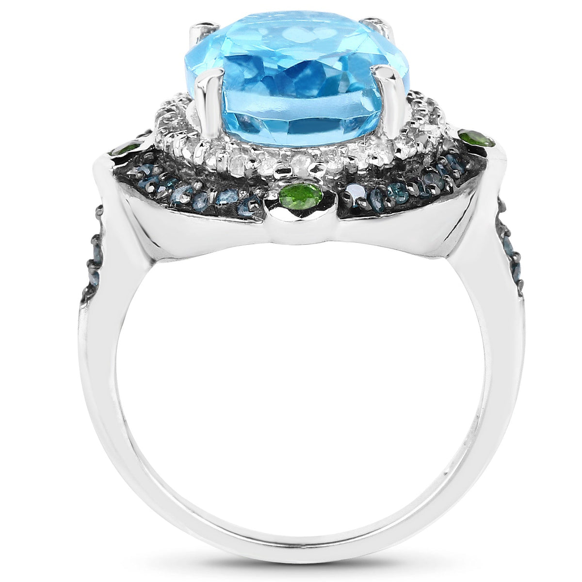 Anillo de plata de ley .925 con varias piedras genuinas de 5.84 quilates