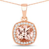 1.36 Carat Genuine Morganite and White Diamond 14K Rose Gold Pendant