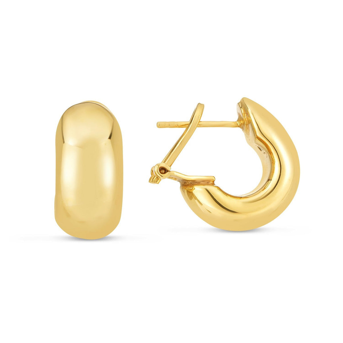 Aretes de argolla pequeños Omega en oro amarillo de 14k