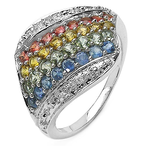 Anillo de plata esterlina .925 genuino de múltiples piedras de 1.97 quilates