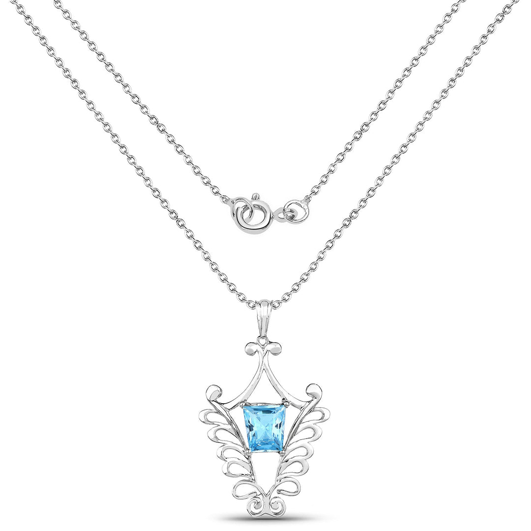 5.68 Carat Genuine Swiss Blue Topaz .925 Sterling Silver Pendant