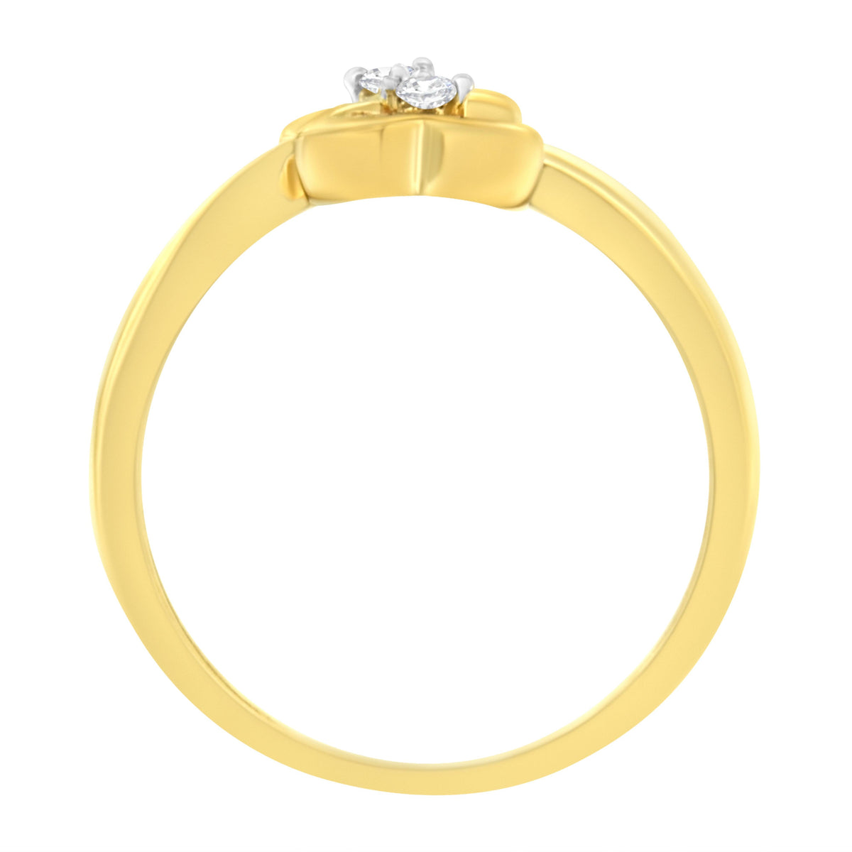 14KT Yellow Gold 1/20 ctw. Dual Heart Diamond Ring (K-L, I1-I2) - Size 7