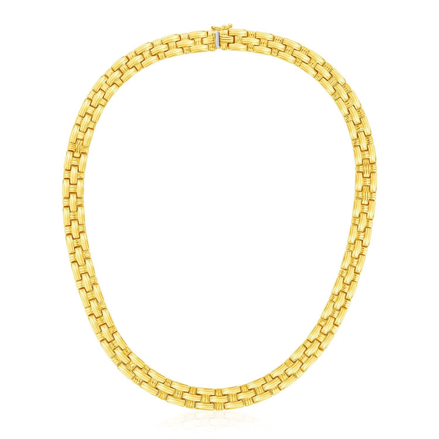 Cadena de oro amarillo de 14k con diseño de tejido de cesta