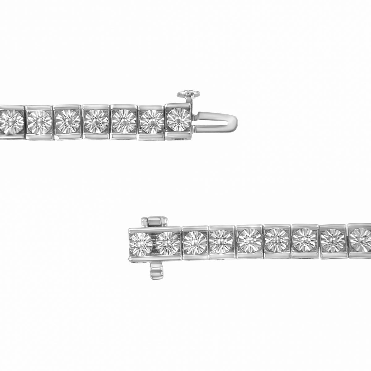 Pulsera de tenis clásica de plata de ley .925 con detalles de diamantes Miracle Set (color I-J, claridad I2-I3) - 7.25"