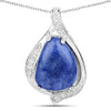 Colgante de plata esterlina .925 con aventurina azul genuina de 2.39 quilates y topacio blanco