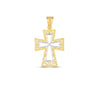 14k Two Tone Gold High Polish Diamond Cut Cross Pendant