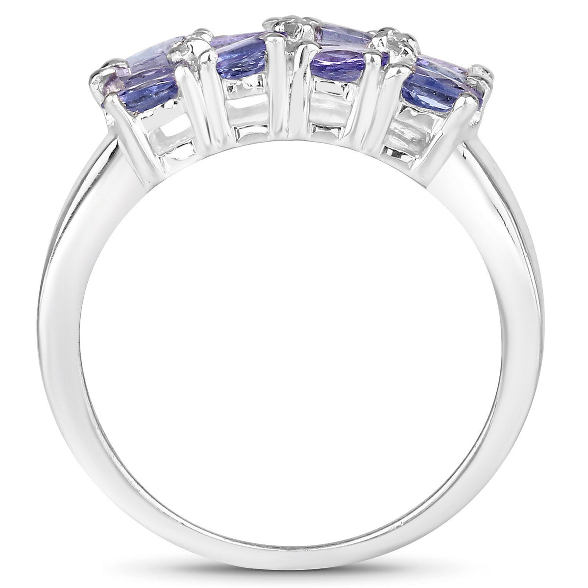 2.07 Carat Genuine Tanzanite and White Diamond .925 Sterling Silver Ring - image 2 of 6