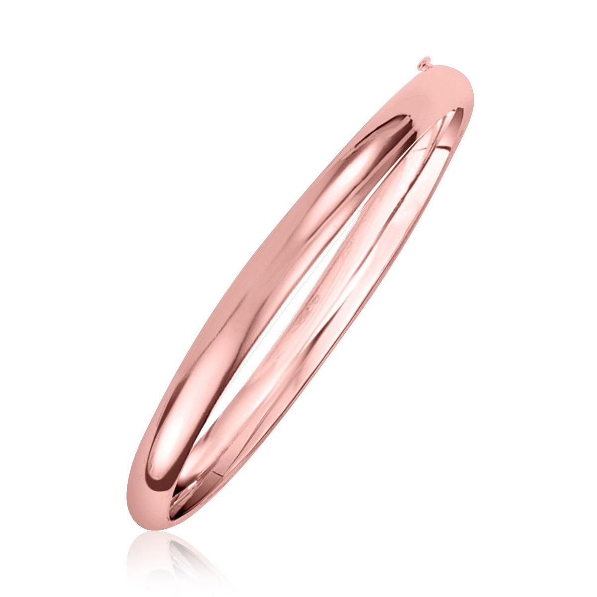 Brazalete de oro rosa de 14k, 5mm, diseño cúpula brillante