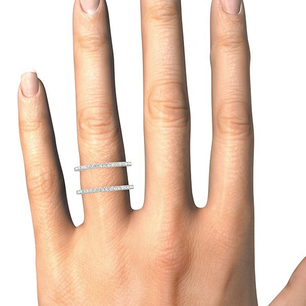 Anillo de doble banda de oro blanco de 14k con diamantes (1/3 de quilate en total)