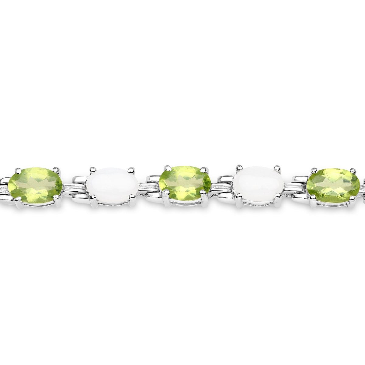 7.92 Carat Genuine Peridot and Opal .925 Sterling Silver Bracelet - image 4 of 10