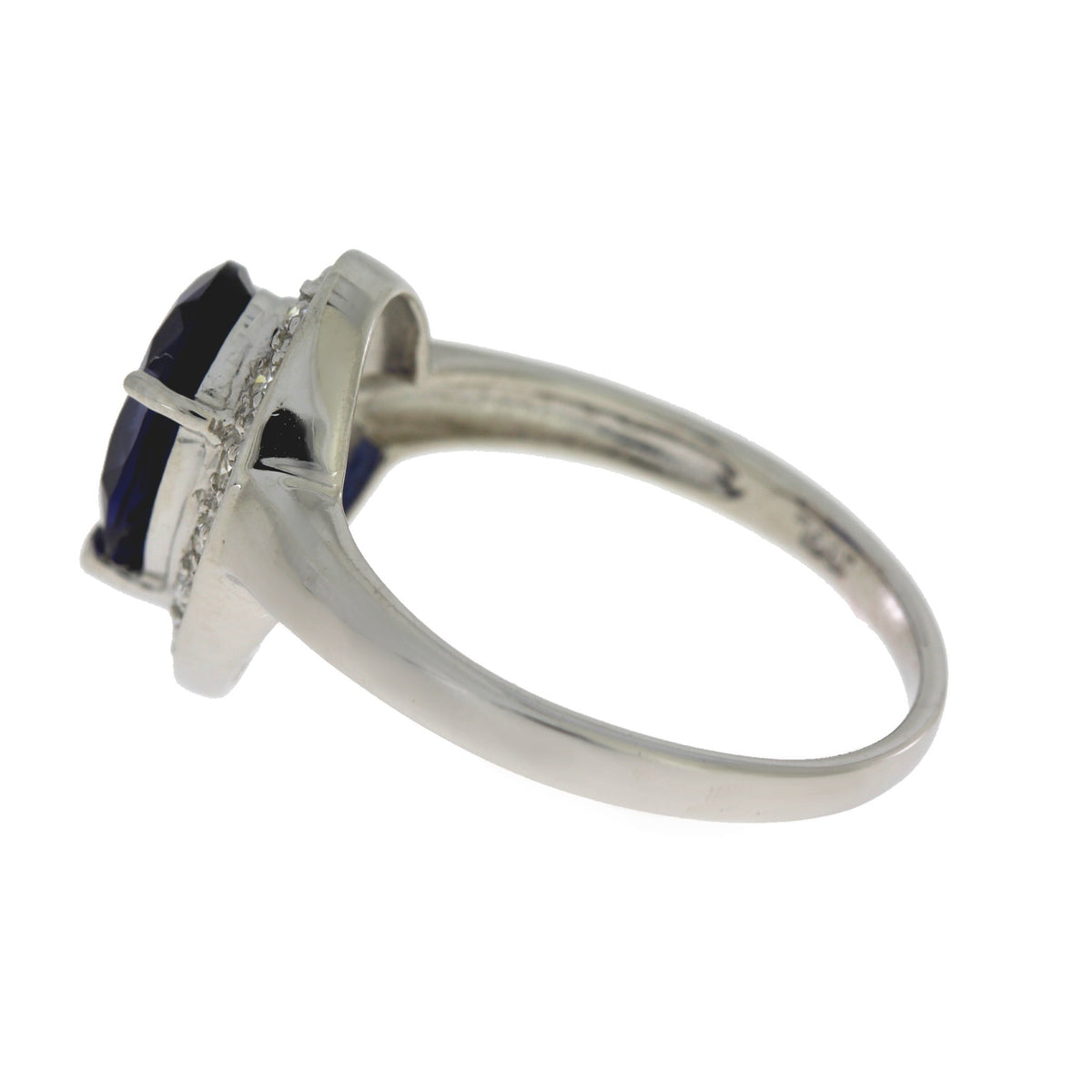 Anillo de zafiro y moissanita de plata esterlina
