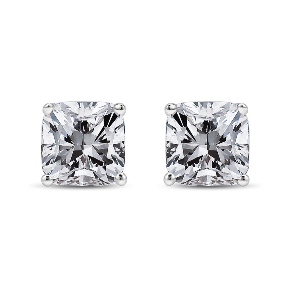 14K White Gold 1 1/2 Cttw Clarity Enhanced Princess Cut Diamond Solitaire Stud Earrings (I-J Color, I1-I2 Clarity)