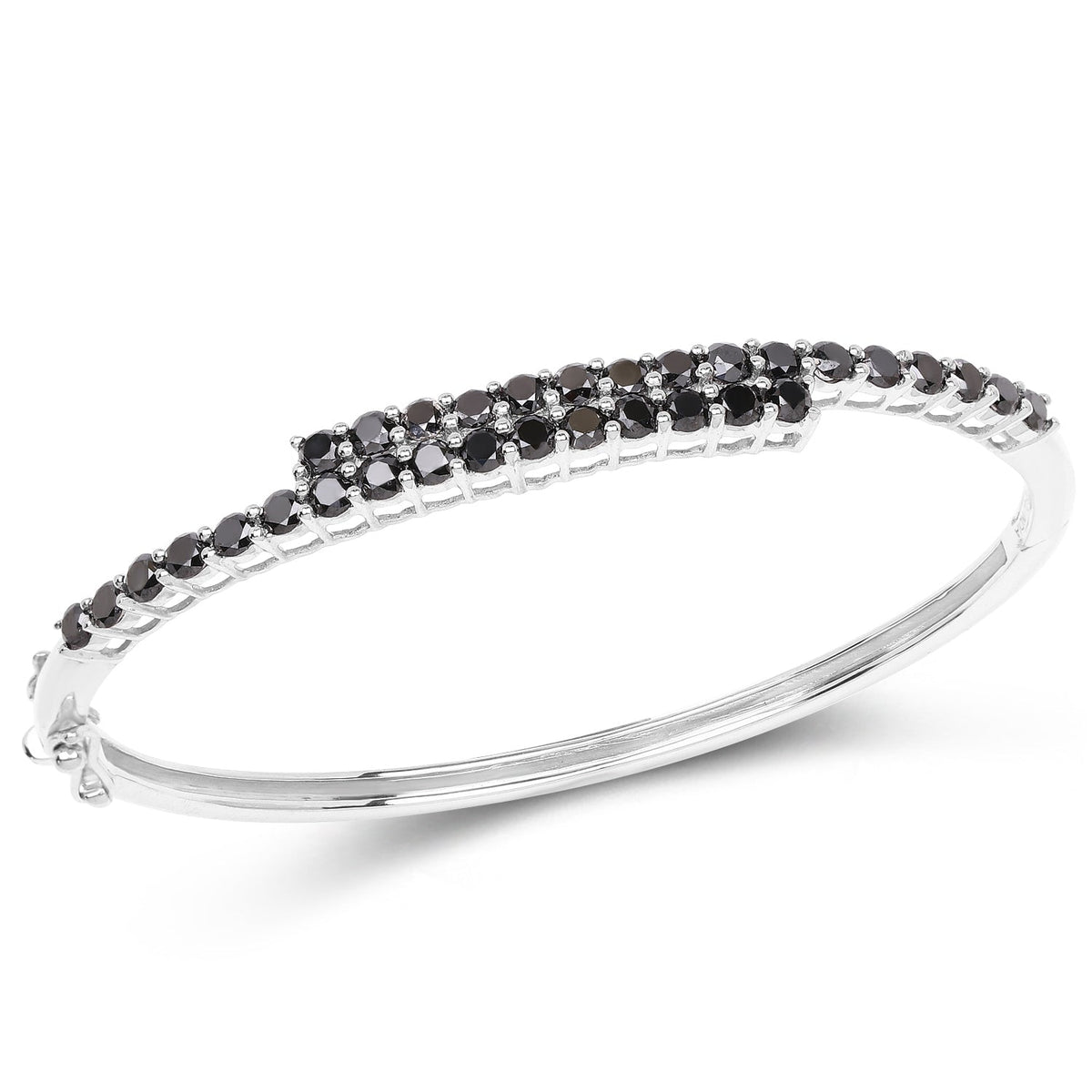 Brazalete de Plata Fina .925 con Diamante Negro Genuino de 4.00 Quilates