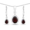 1.88 Carat Genuine Garnet and White Topaz .925 Sterling Silver Jewelry Set