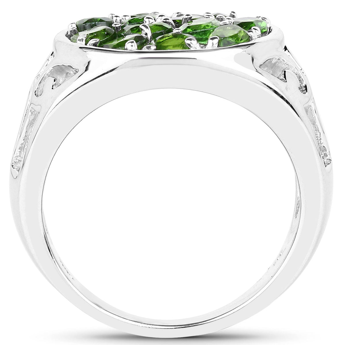 Anillo de plata de ley .925 con diópsido de cromo genuino de 2.21 quilates