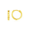 14k Yellow Gold Petite Round Hoop Earrings with Geometric Texture