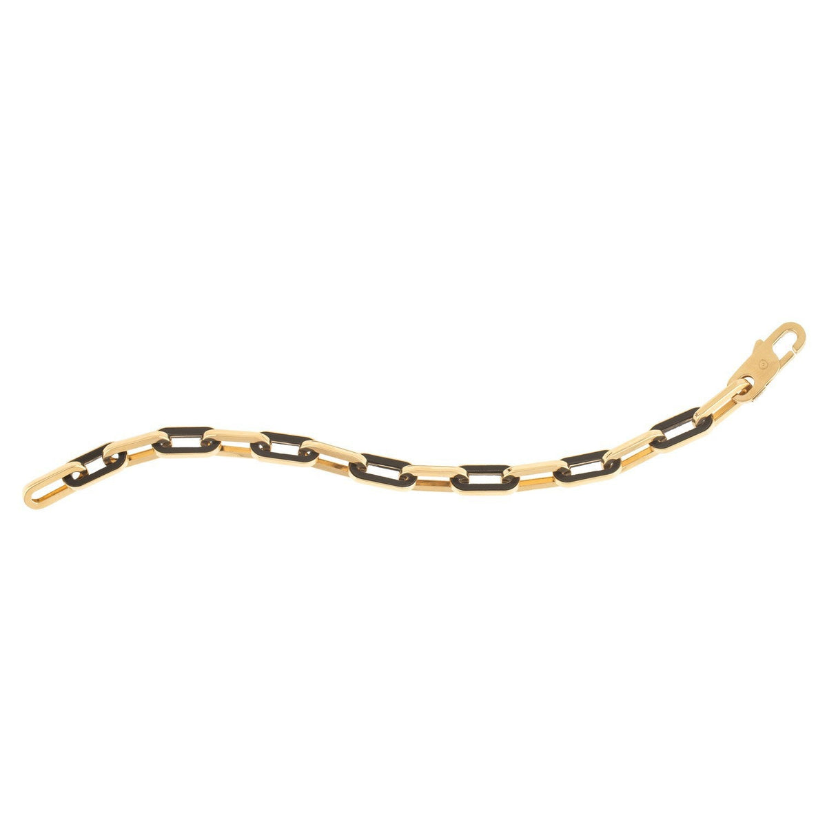 Pulsera de eslabones de gema con forma de clip de oro amarillo de 14k y ónix negro (7.00 mm)