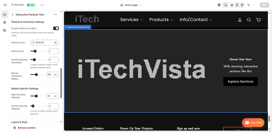 Interactive Particle Text Section - Dynamic, Animated & Lazy-Loading