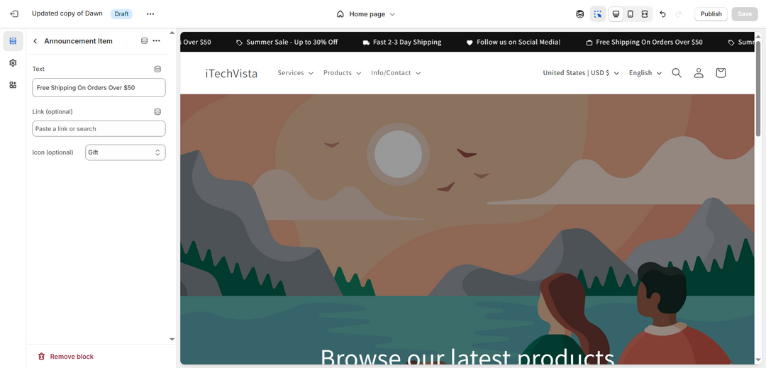 Advanced Scrolling Announcement Bar for Shopify Stores | Theme Sections by iTechVista