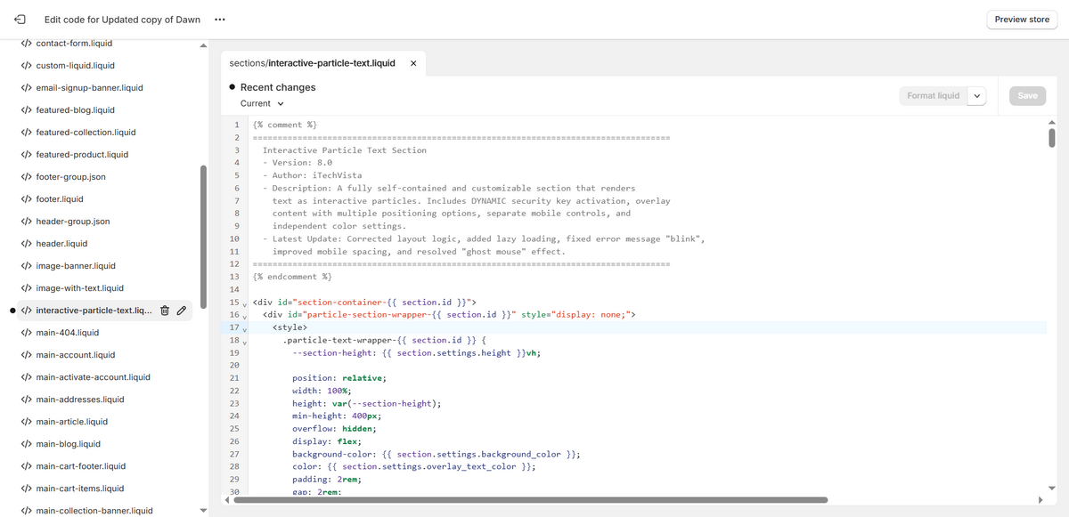 Interactive Particle Text Section - Dynamic, Animated & Lazy-Loading