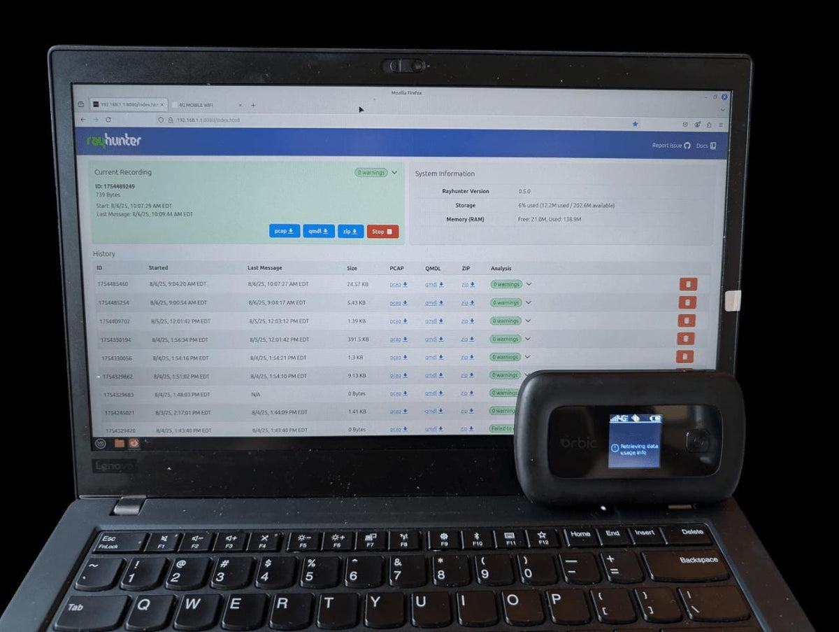 RayHunter IMSI Catcher y Detector Stingray - Punto de Acceso Móvil Orbic RC400L