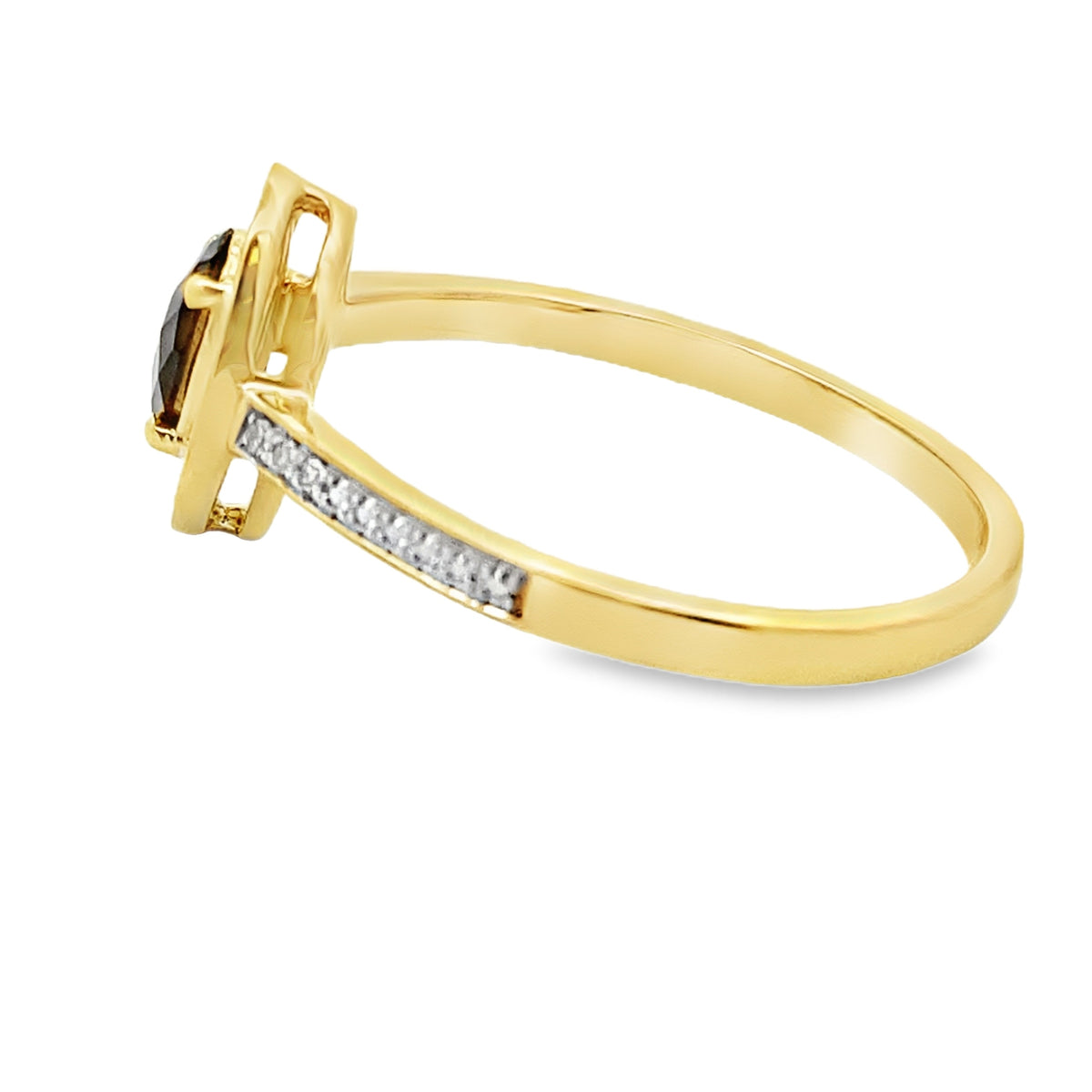 Natural .42ct Quartz Diamond Ring 10KT Yellow Gold