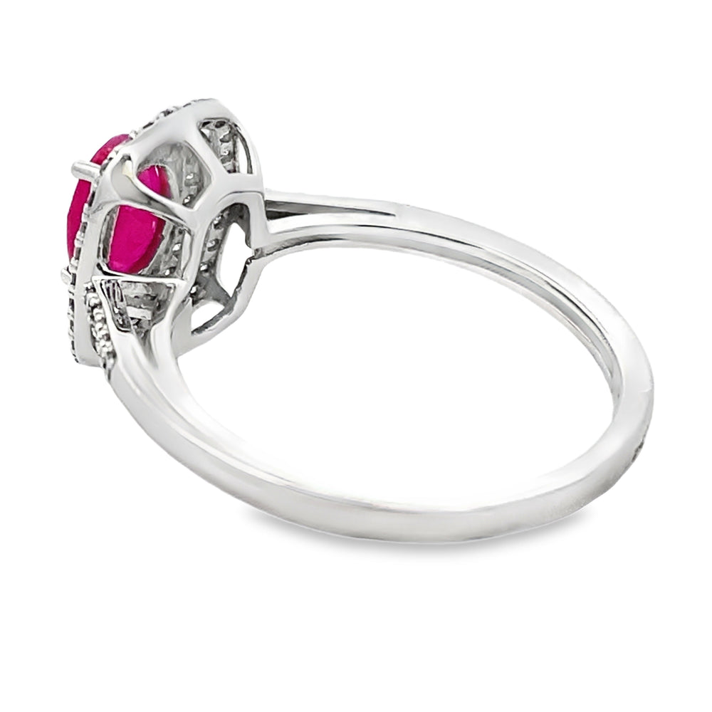 Genuine 1.29ct Ruby Diamond Ring 10KT White Gold
