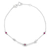 Pulsera de rubí natural de .16ct con diamantes en oro blanco de 14kt
