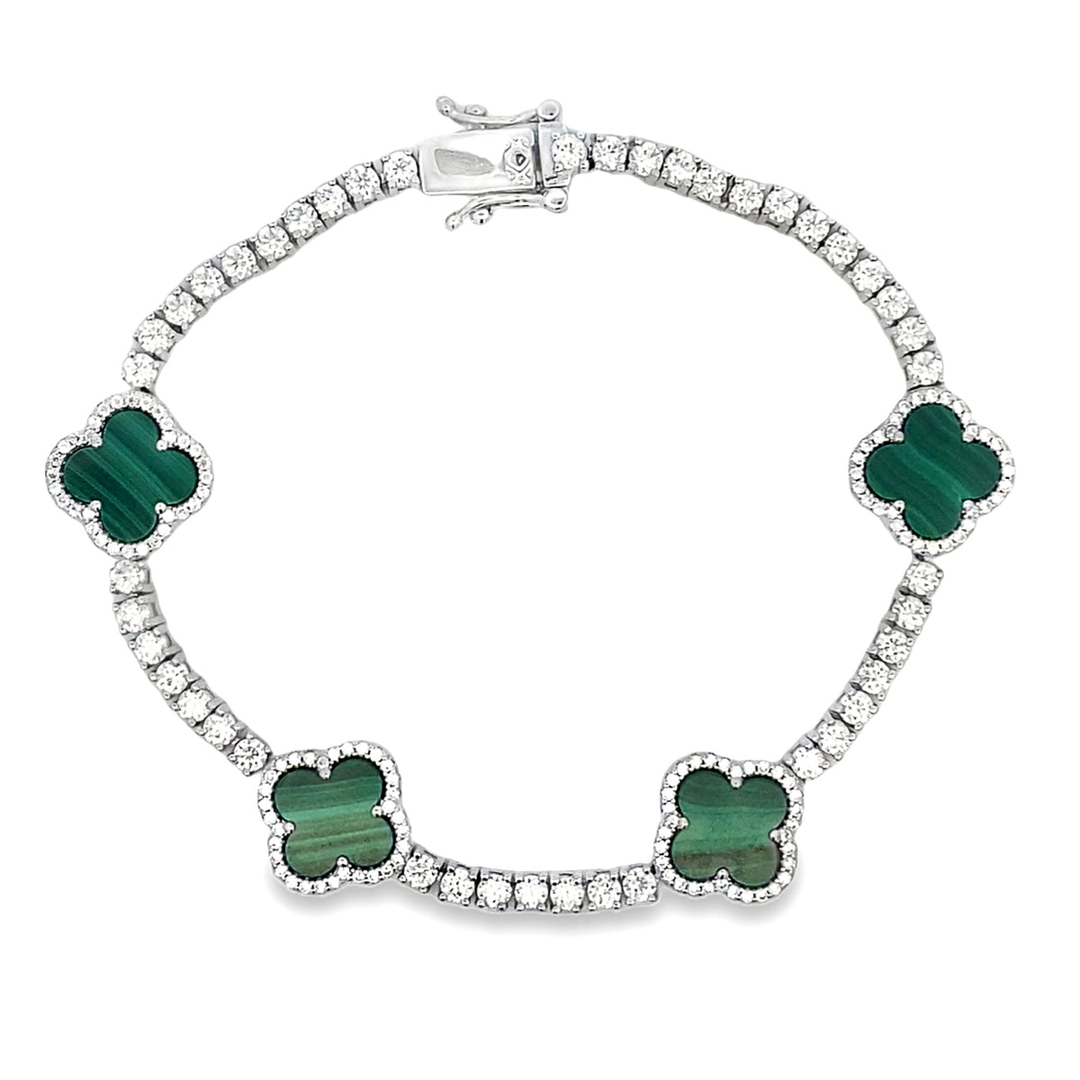 Moissanite Malachite Tennis Bracelet Sterling Silver