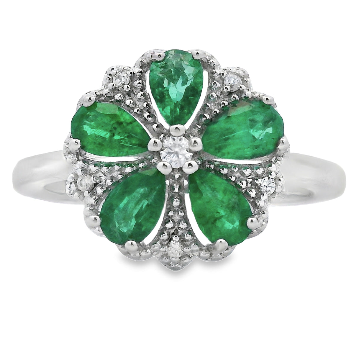 Genuine 1.03ct Emerald Zircon Ring Sterling Silver