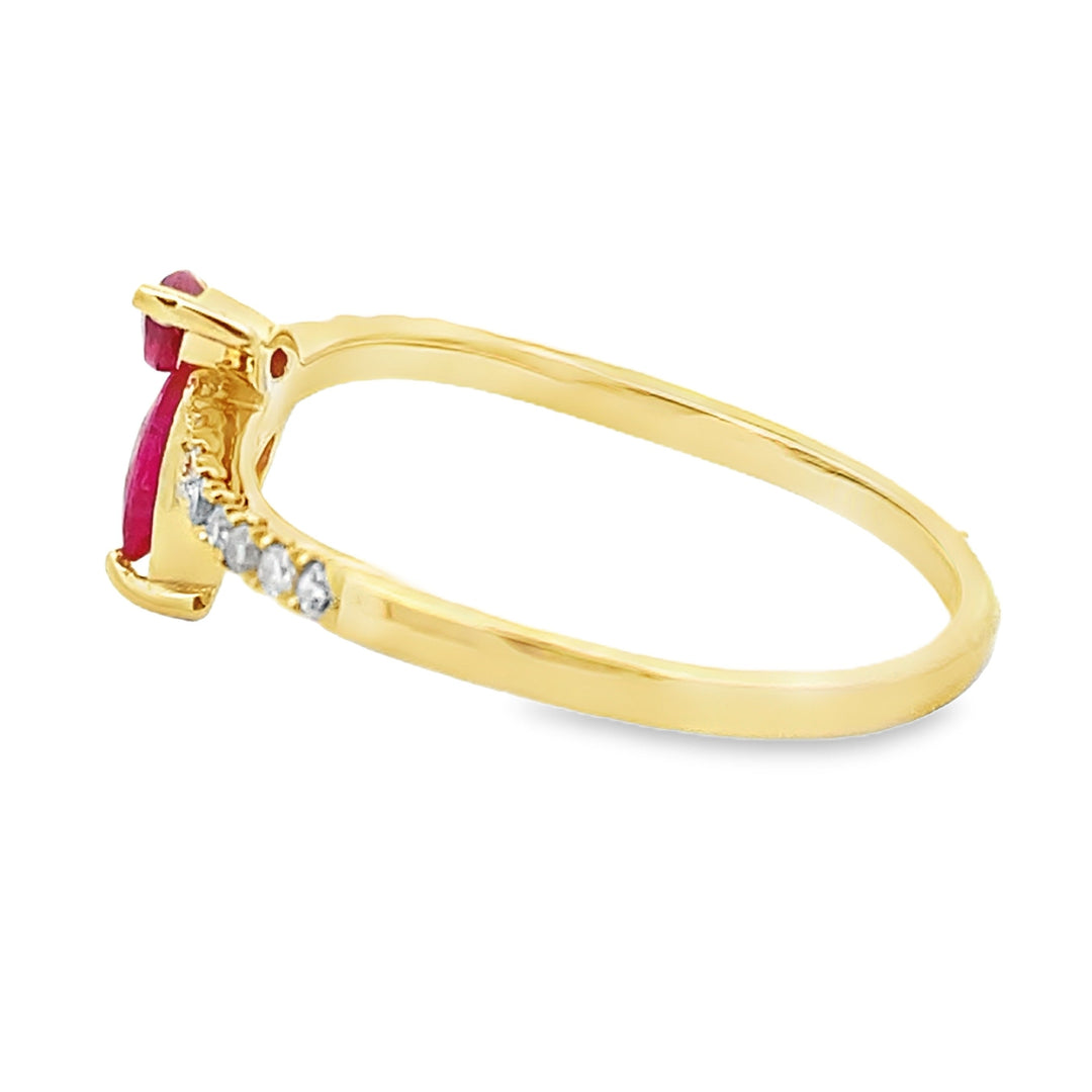Genuine .35ct Ruby Diamond Ring 14KT Yellow Gold
