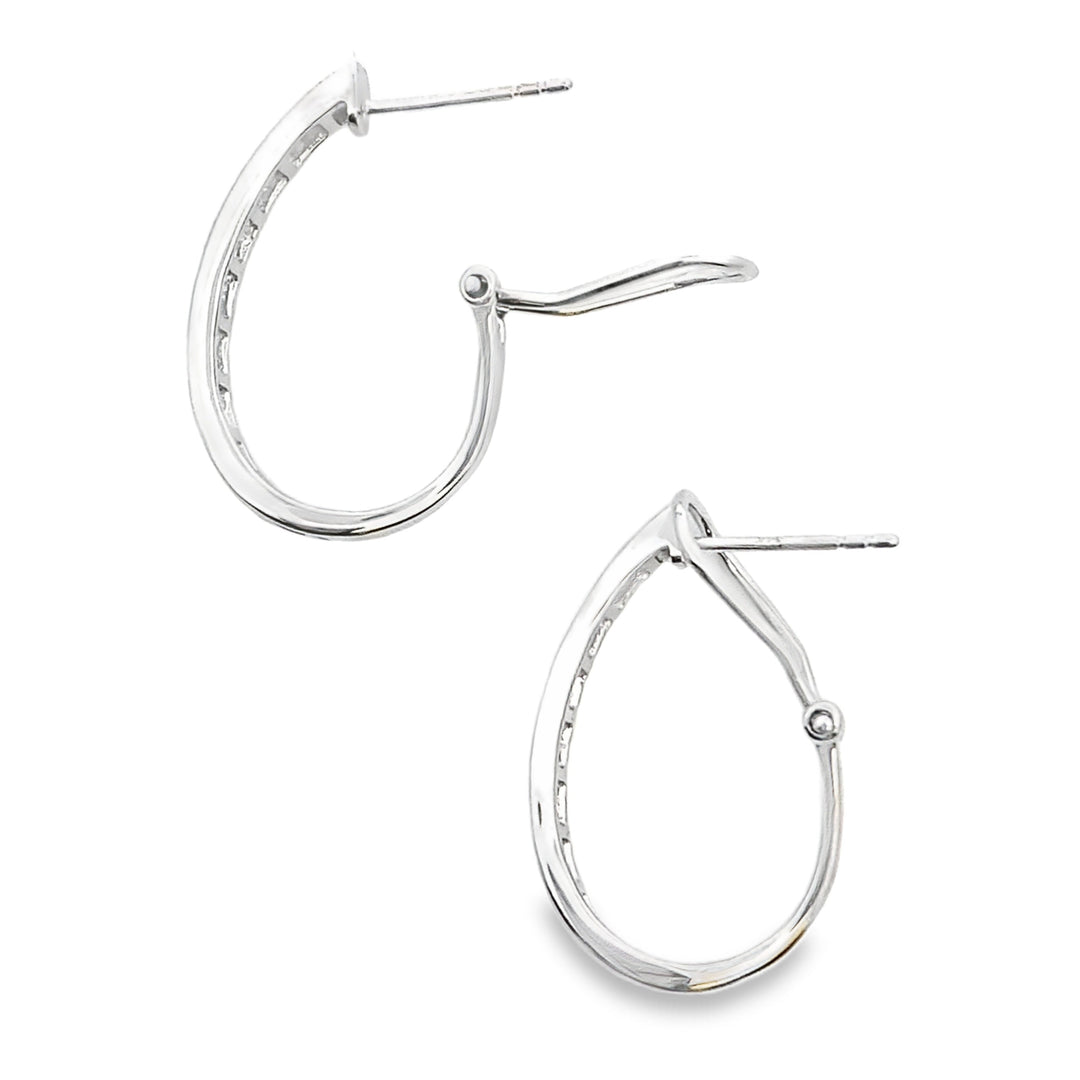 Genuine 1.00ct Diamond Hoop Earrings 14KT White Gold
