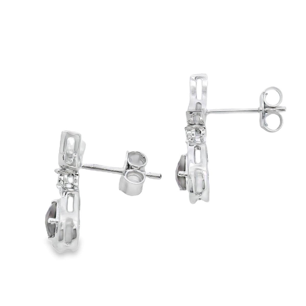 Pendientes colgantes de cuarzo y diamante de 0,47 ct en oro blanco de 10 kt