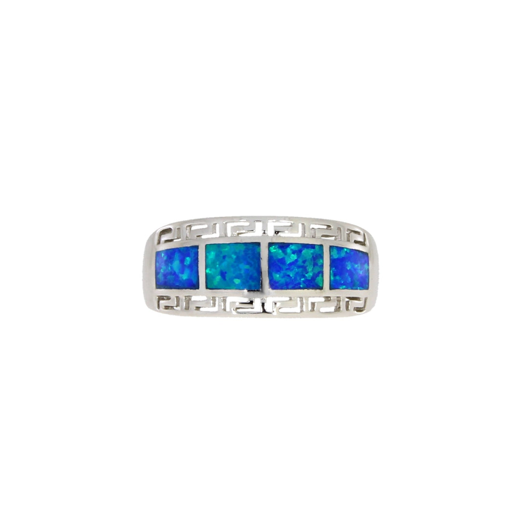 Genuine Created Opal Ring Sterling Silver