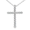 Genuine .50ct Cross Religious Pendant Sterling Silver
