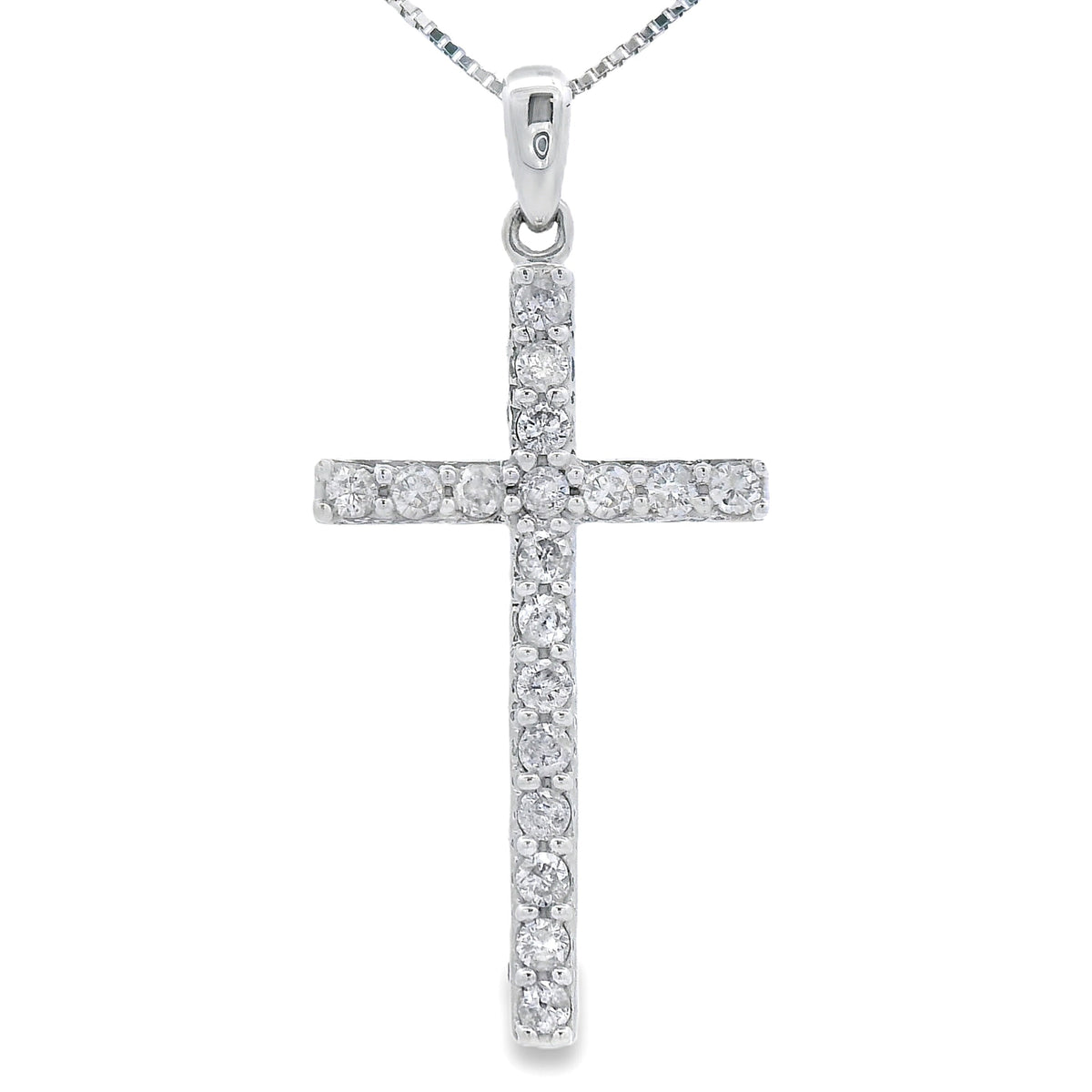 .25ct Diamond Cross Religious Pendant 14KT White Gold