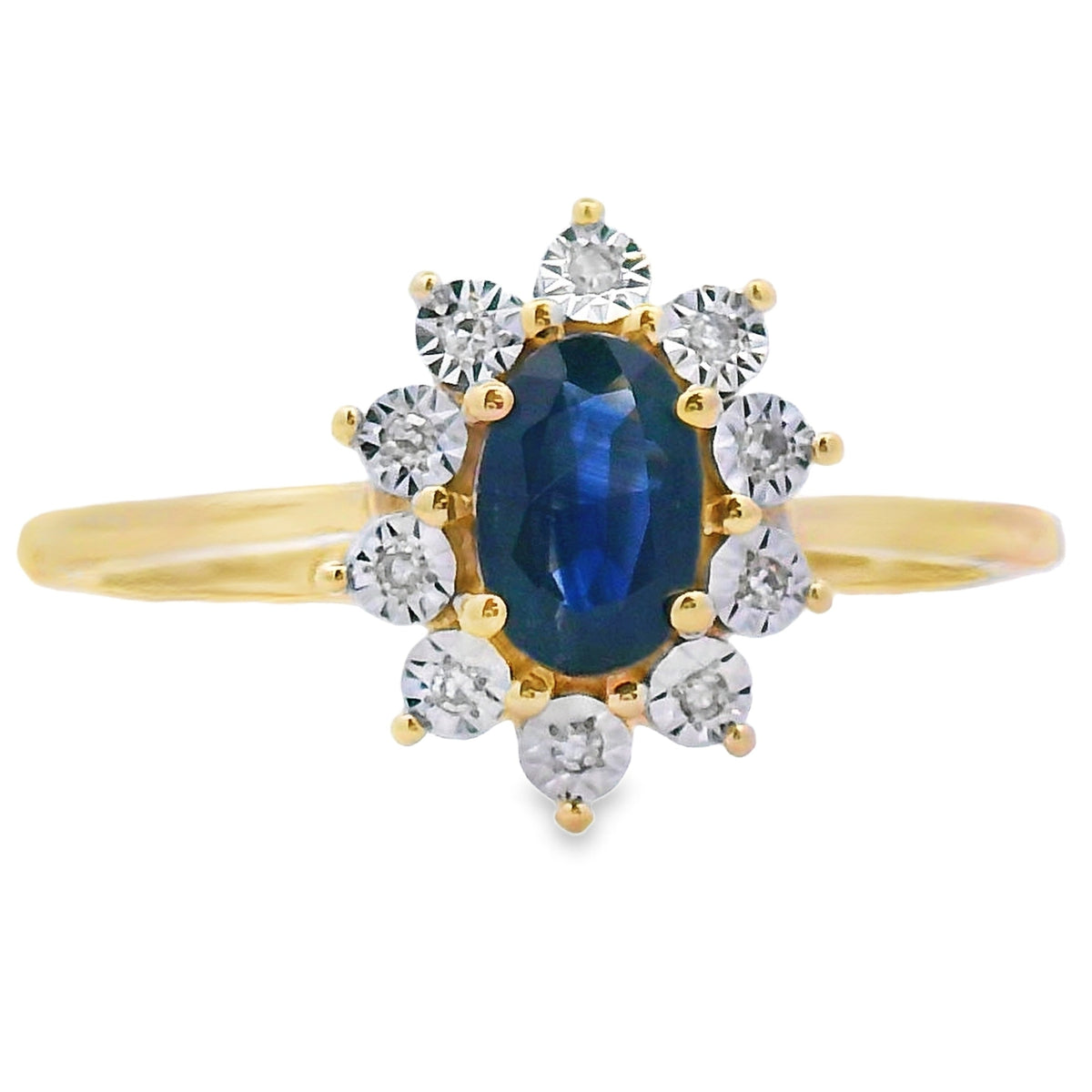 Genuine .63ct Sapphire Diamond Ring 10KT Yellow Gold