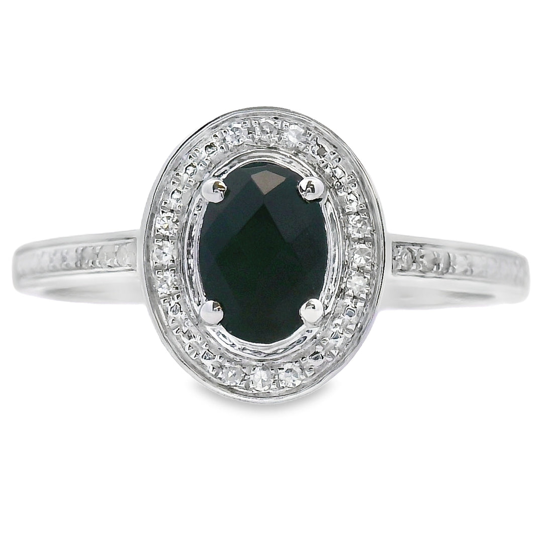 Genuine .55ct Onyx Diamond Ring 10KT White Gold