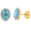 1.25ct Blue Topaz Diamond Earrings 10KT Yellow Gold