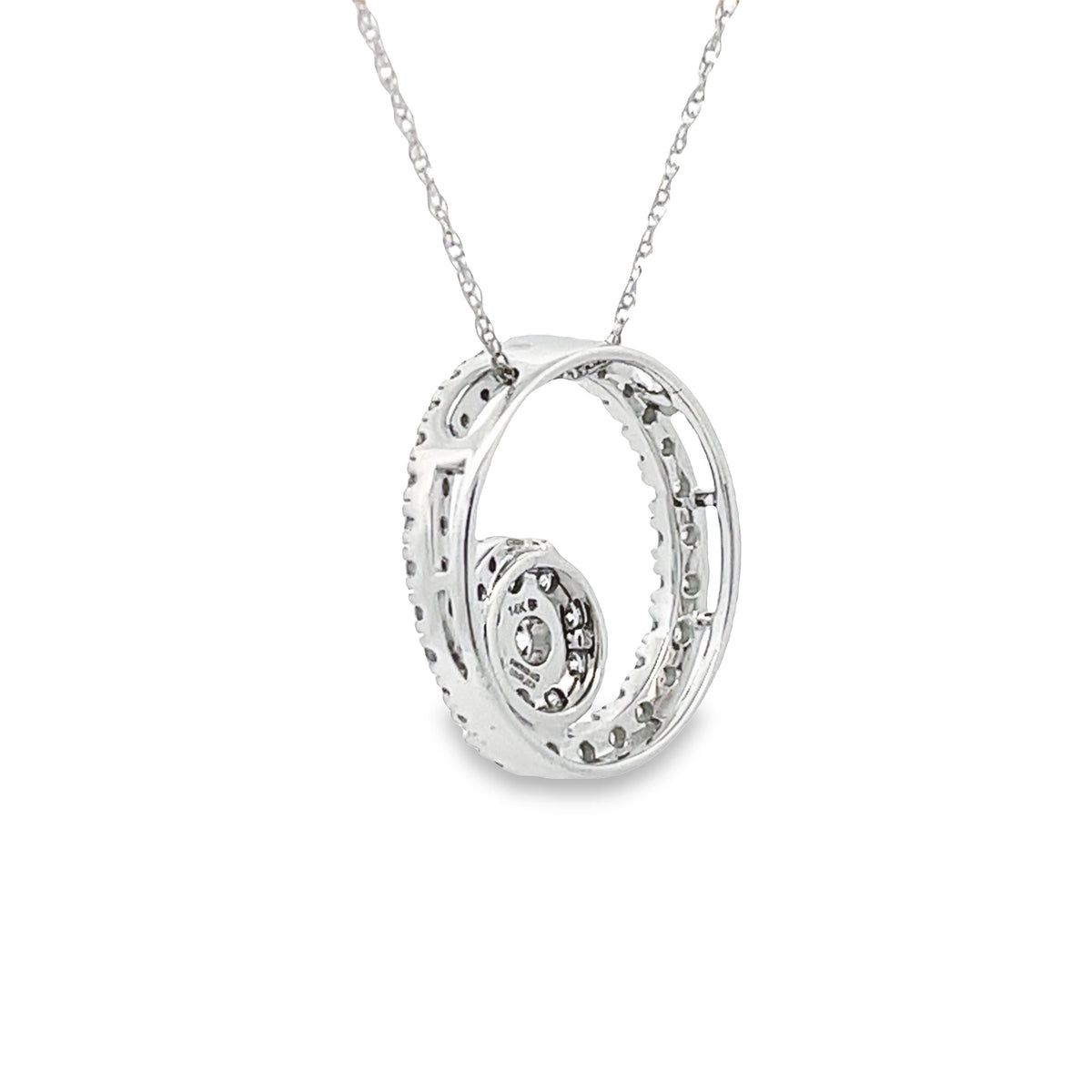 Colgante de oro blanco de 14kt "Círculo de amor" con diamante de 0,50 qt