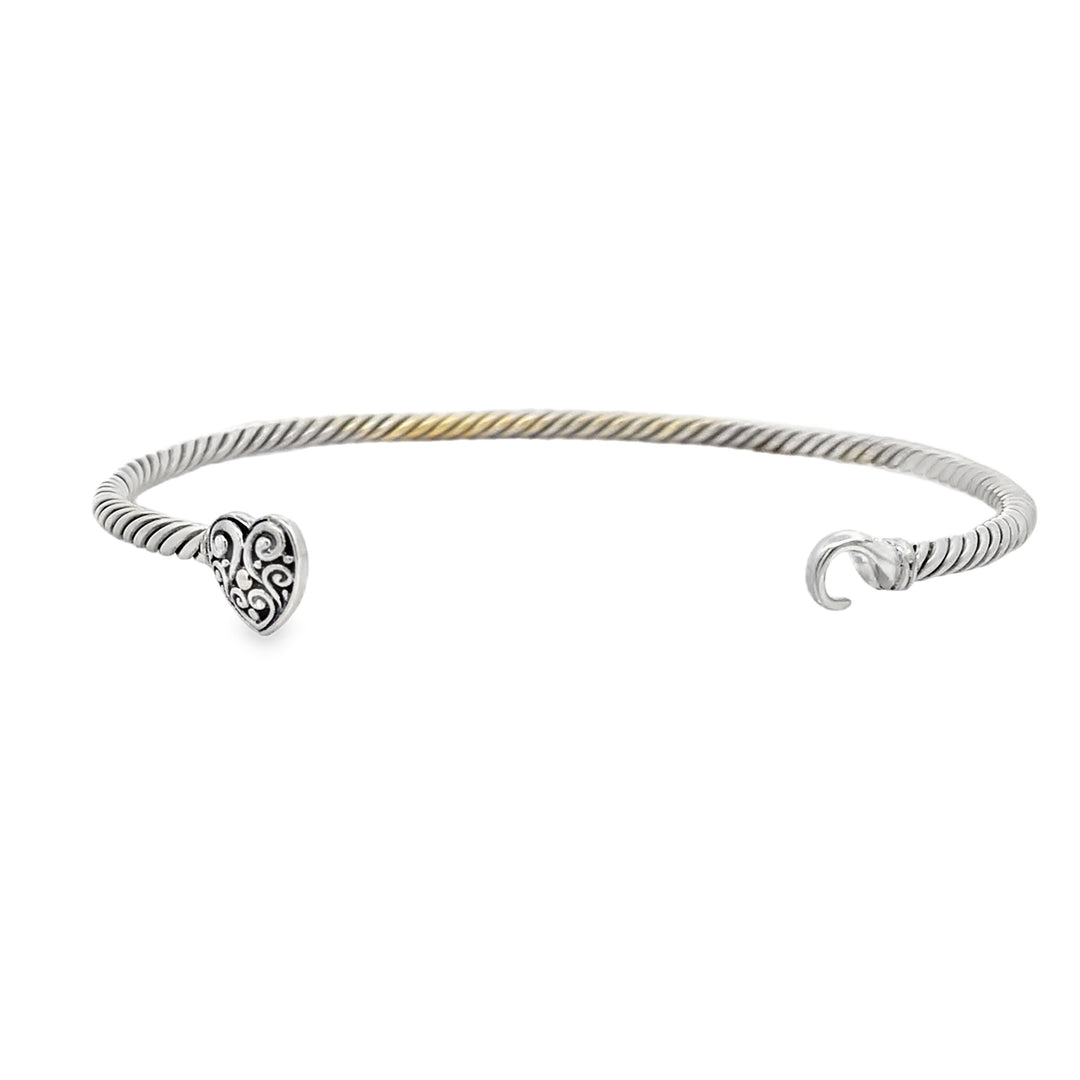 Pulsera de aro de plata de ley y oro de 18 quilates